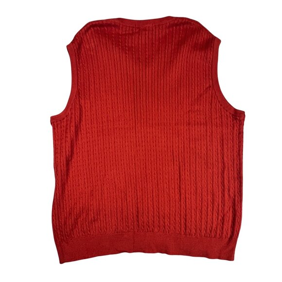 Fairway Outfitters Mens Large Sweater Vest Rust Cotton Cable Knit Golf Pullover - Picture 3 of 8